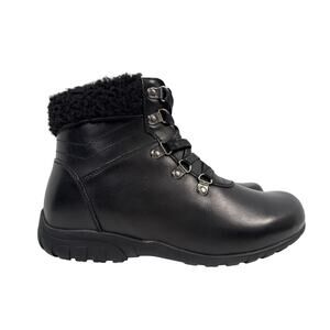 Propet Dasher Boots Womens 8.5 XX 4E Black Leather Lace up Inside Zipper